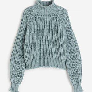 H&M Cozy Knit Turtleneck Sweater - Blue